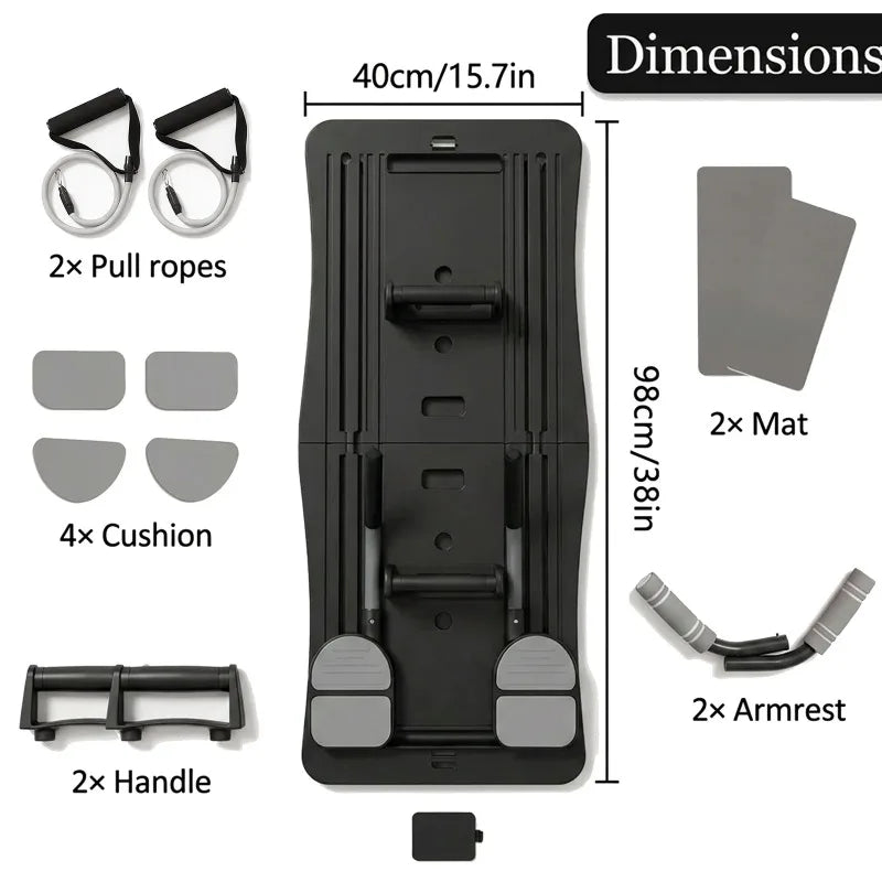 Portable Foldable Workout Board With Resistance Bands And Handles