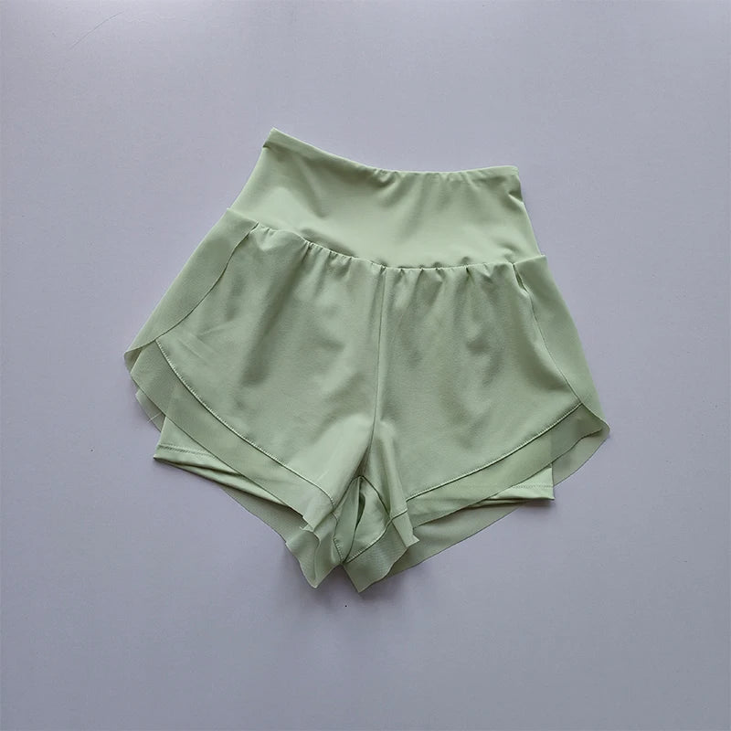 Women TwoInOne Quick Dry Breathable Mesh Sports Shorts High Waist