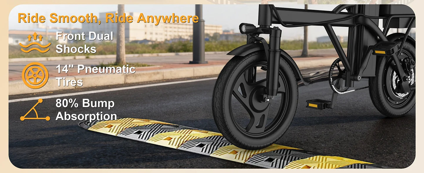 Ladped Foldable Dual Seat Electric Bike With 500W Motor