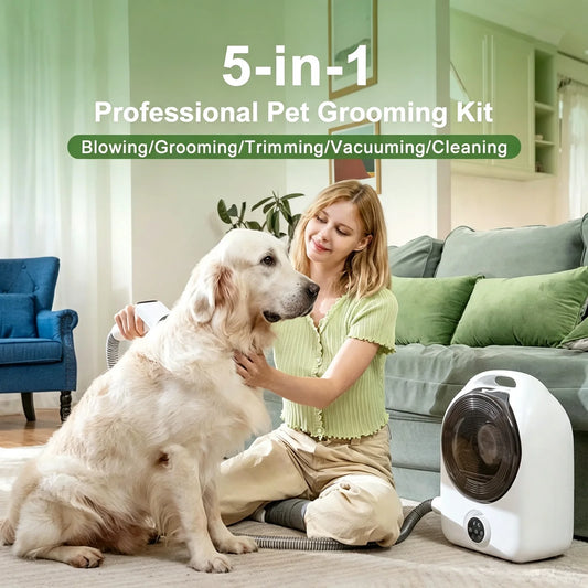 5-in-1 Pet Grooming Vacuum Kit With Clippers And Dryer