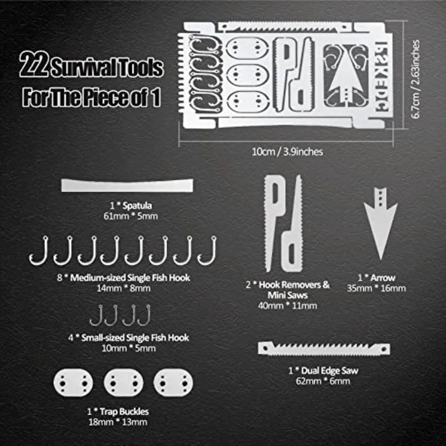 Survival Card Multitool Camping Kit With Fishing Line Gear