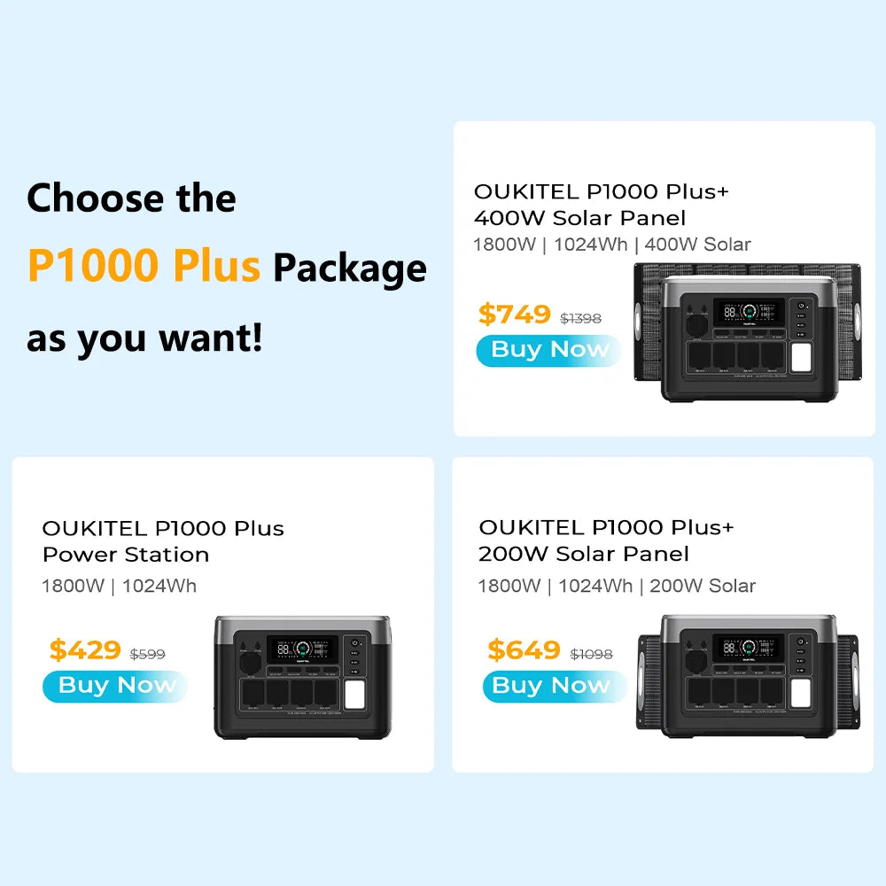 Oukitel P1000 Plus Portable Power Station For Home Backup