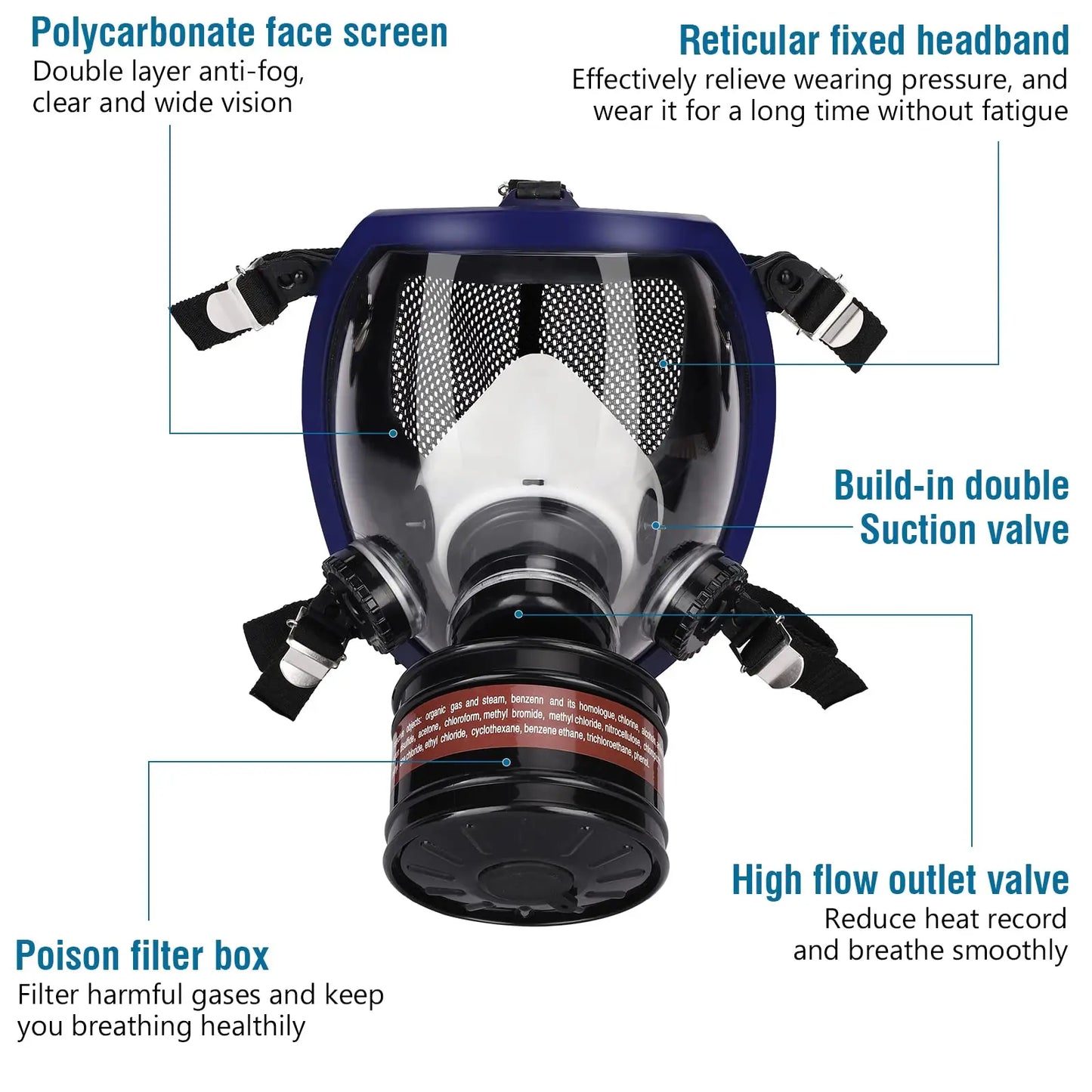 Professional Full Face Respirator With Activated Carbon Filter