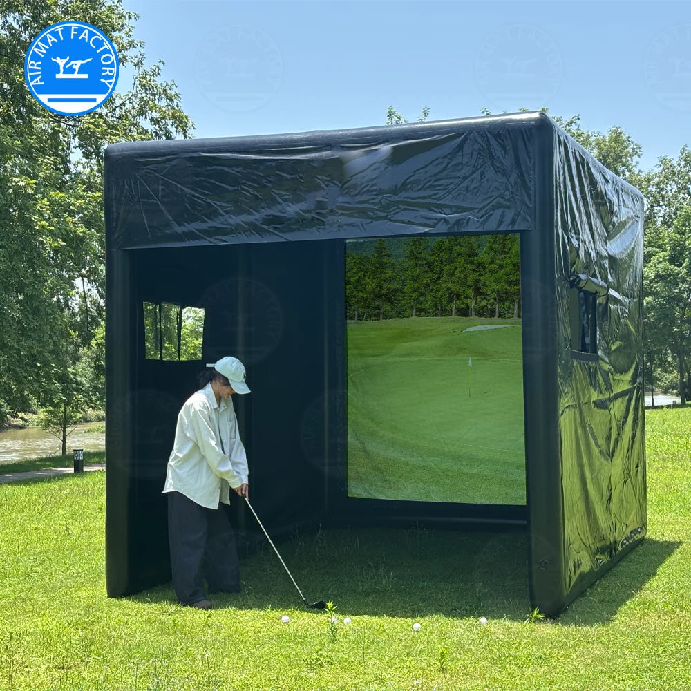 Inflatable Golf Simulator Enclosure With Air Pump And Carry Bag