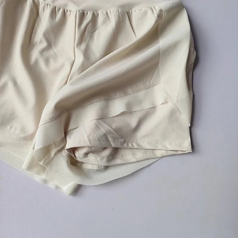 Womens Mesh Quick Dry 2 In 1 Yoga Fitness Running Shorts
