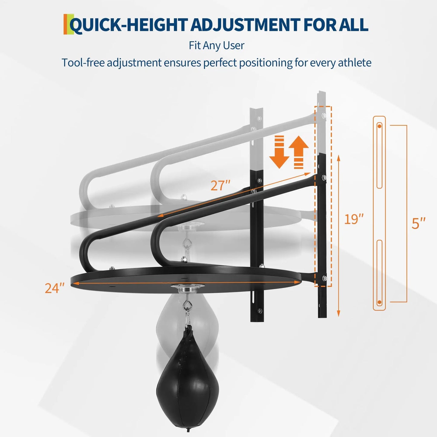 HiMISS Adjustable Speed Bag Platform With 360 Swivel Wall Mount