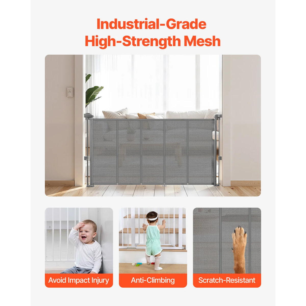 SucceBuy Retractable Baby Gate for Kids and Pets Easy Installation