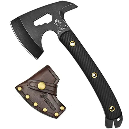 Bison Tactical Hatchet With Leather Sheath And G10 Handle