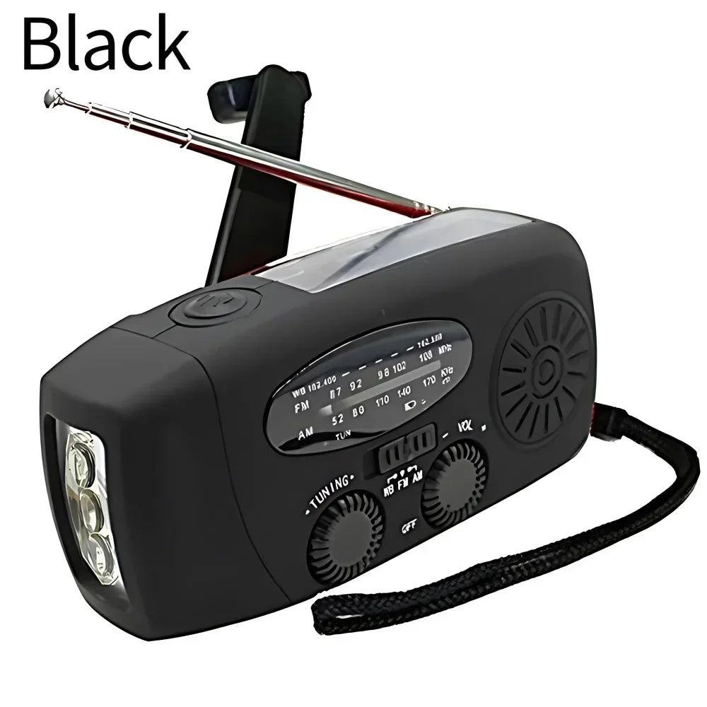 Portable Solar Hand Crank Emergency Radio With Power Bank