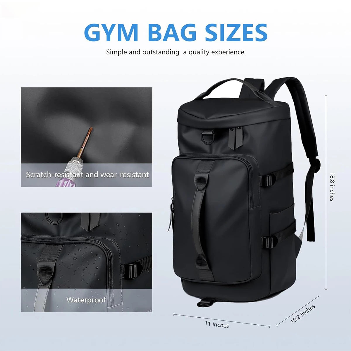 Convertible Gym Duffel Bag Backpack For Travel And Sports