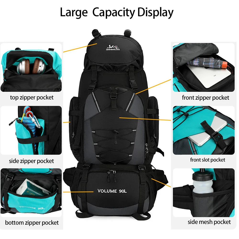 Scione Waterproof Hiking Backpack Large Capacity For Trekking And Camping