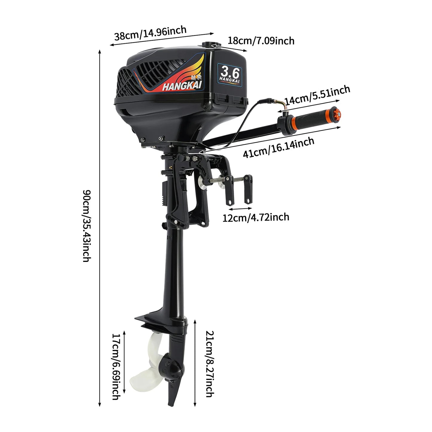 Bymaocar 3.6HP Gas Outboard Motor 2 Stroke Short Shaft For Dinghy Boats