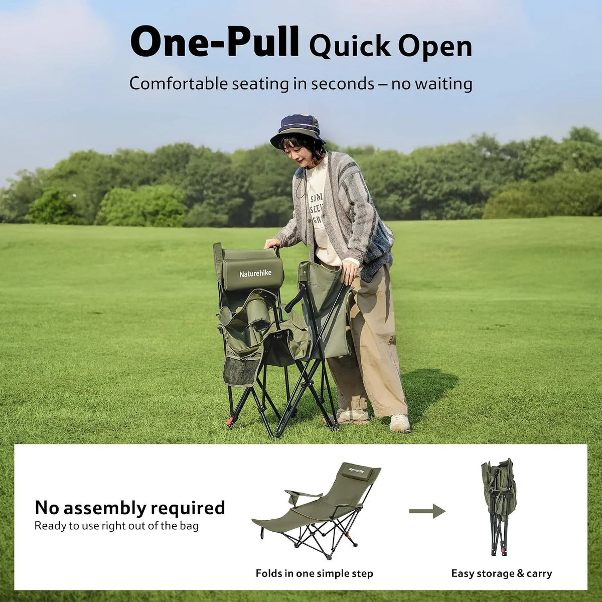 Naturehike Adjustable Folding Reclining Camping Chair With Footrest