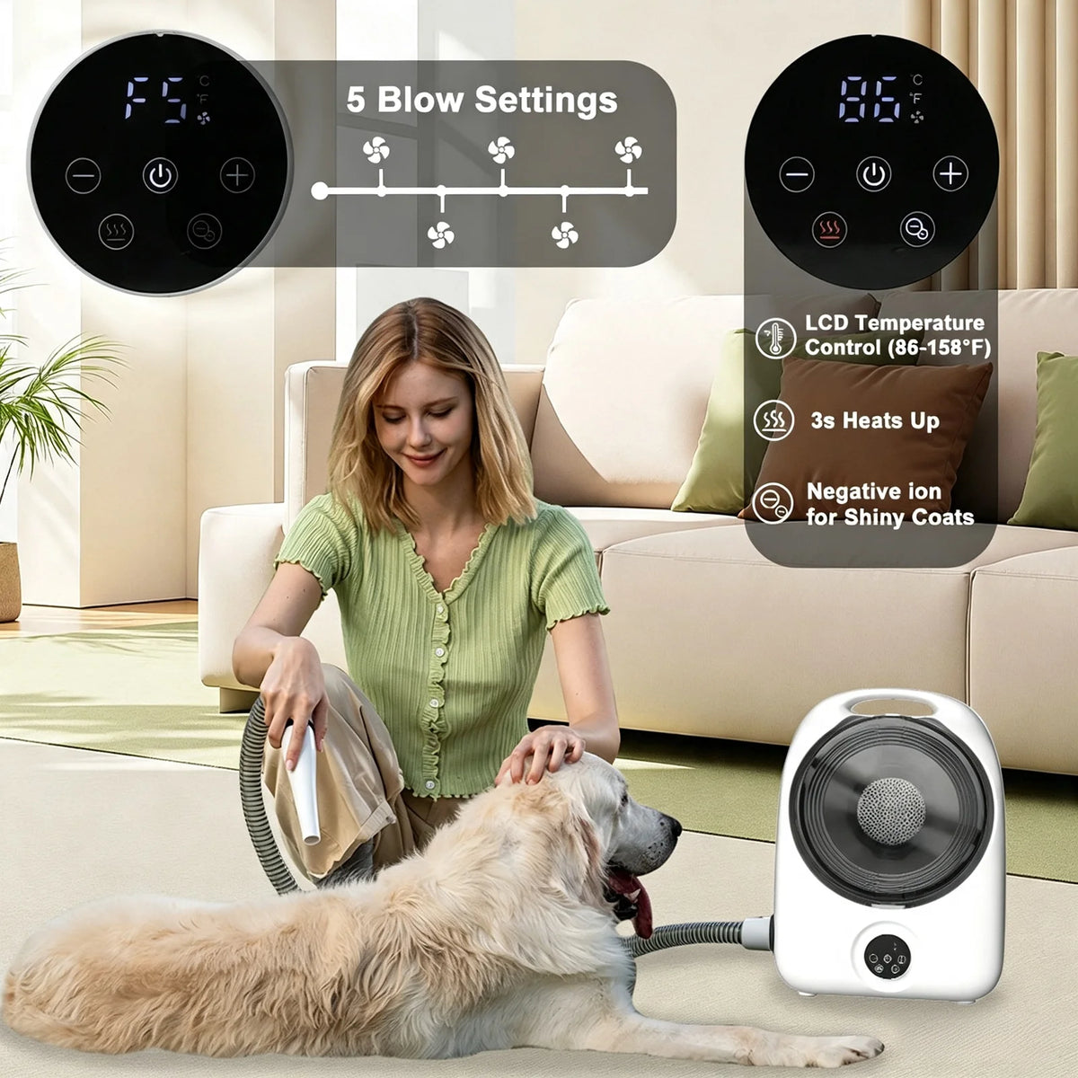 5-in-1 Pet Grooming Vacuum Kit With Clippers And Dryer