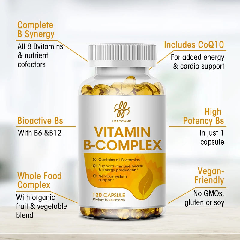 IMATCHME Vitamin B Complex Capsules for Stress and Immune Support