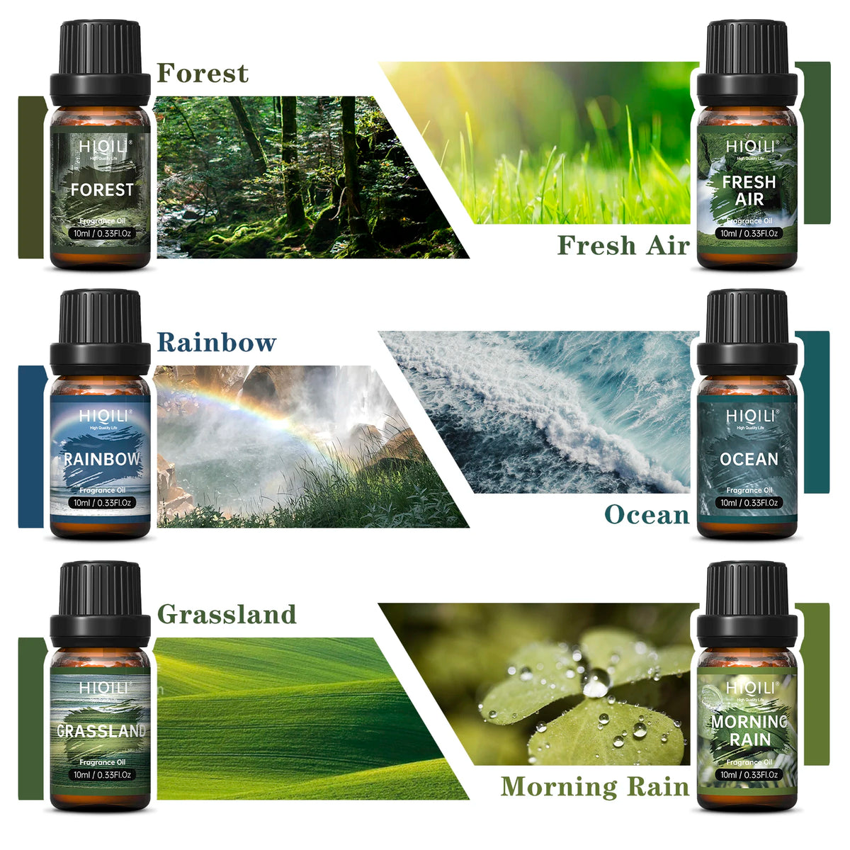 HIQILI Nature Fragrance Oils Set for Diffusers, Aromatherapy and Candles