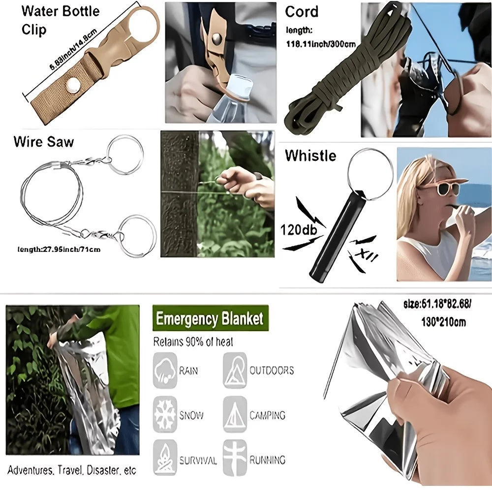 Durable Emergency Survival Kit with Molle Pocket for Outdoor Camping
