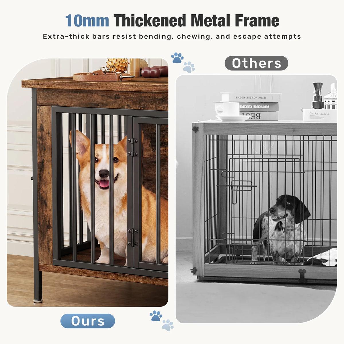 JHK Wooden Double Door Dog Kennel With Divider Furniture
