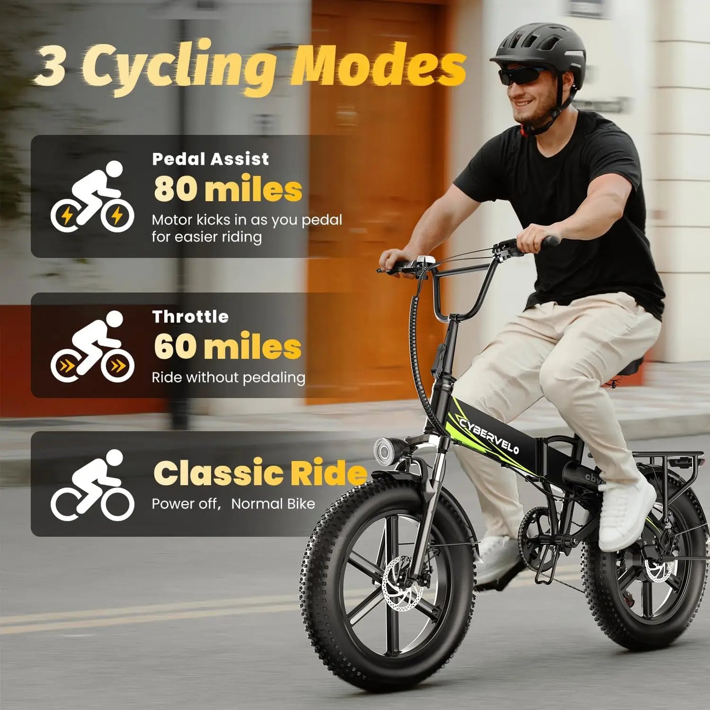 Cybervelo 1000W Folding Electric Bike With Long Range Battery