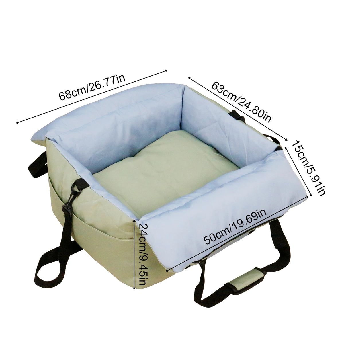BORWART Portable Dog Car Booster Seat With Safety Belt Washable Cover