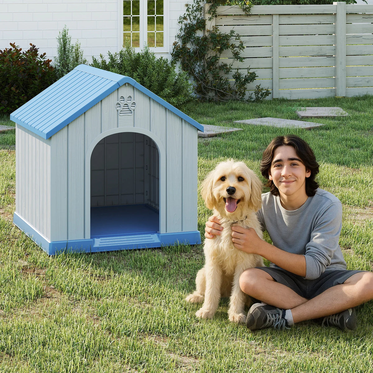 Weatherproof Plastic Dog House for Indoor and Outdoor Use