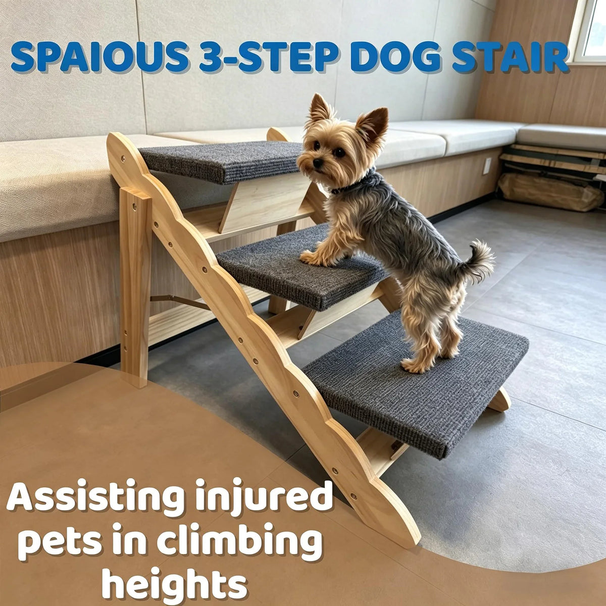 DishyKooker Wooden Folding Pet Stairs And Dog Ramp For Cars