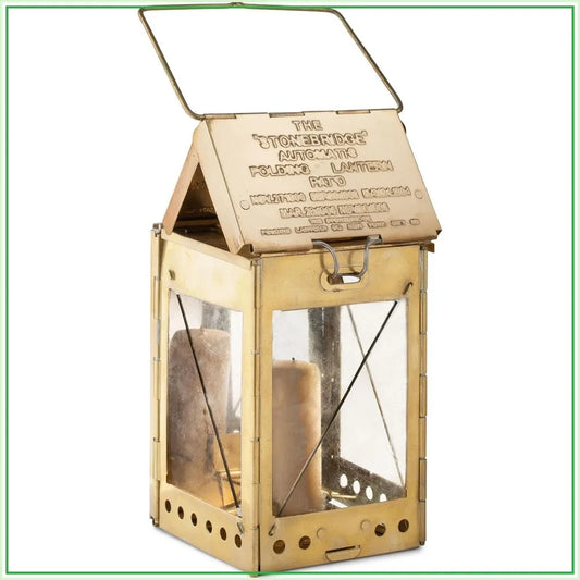 Vintage Folding Brass Camping Lantern With Hanging Handle Emergency Light