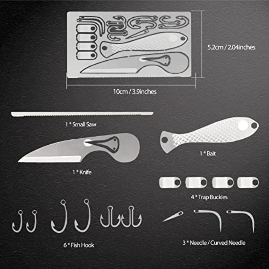 Survival Card Multitool Camping Kit With Fishing Line Gear