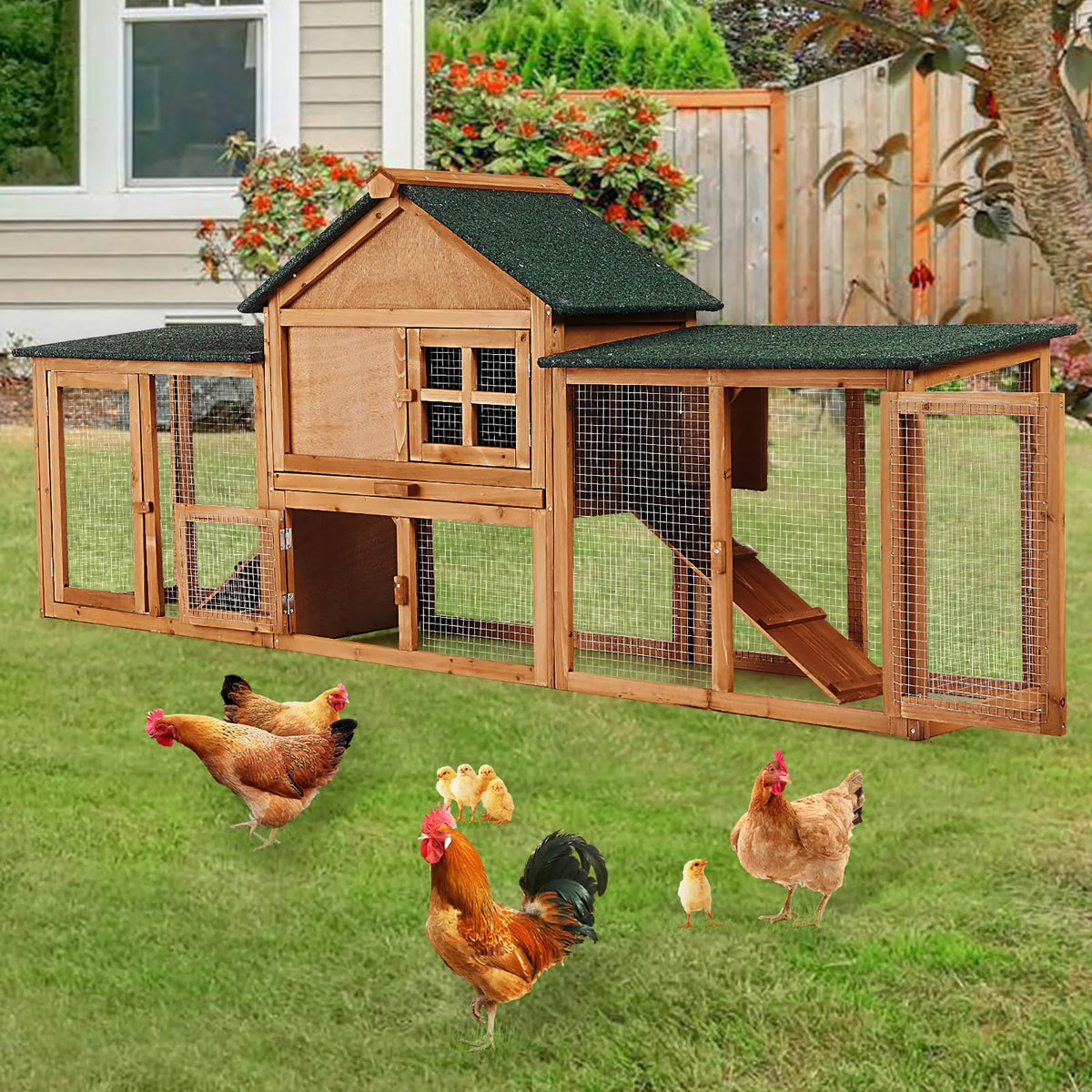 DishyKooker Rabbit Hutch With Double Runs And Pull Out Tray