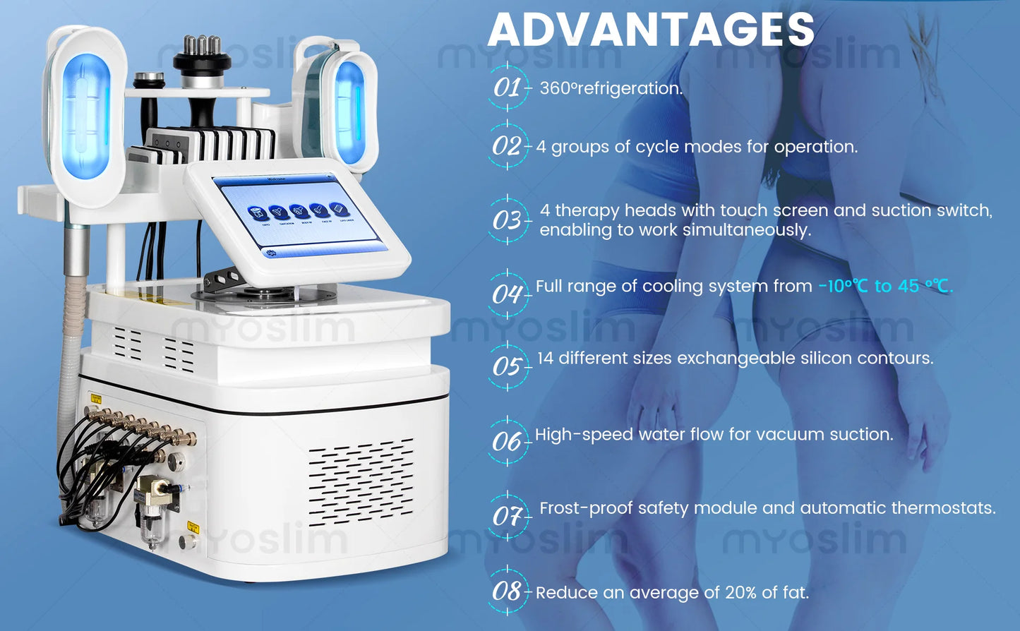 MYOSLIM Multi-Function Body Shaping Device With 8 Silicone Heads Ultrasonic