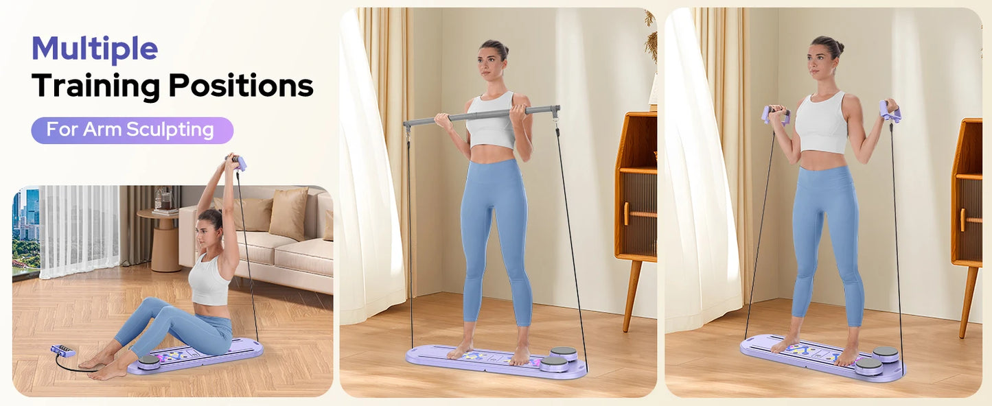 Foldable Pilates Reformer Set 7-in-1 Multi-Purpose Equipment