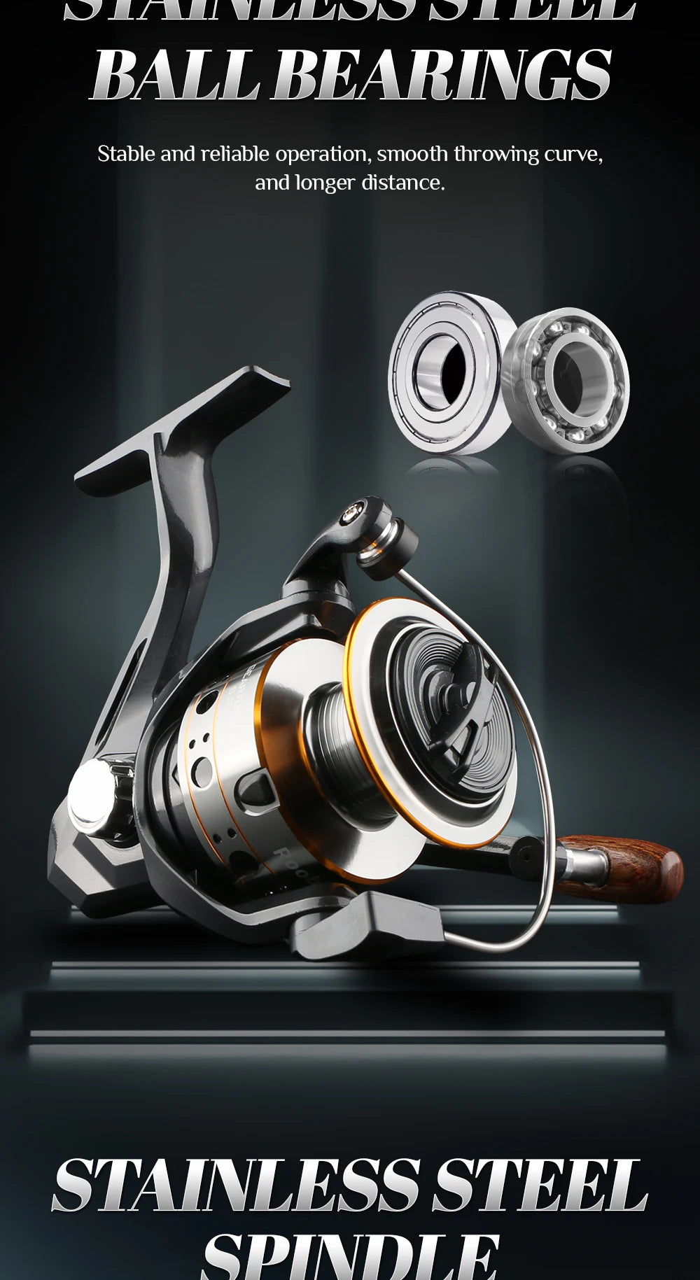 Rooblinos Spinning Fishing Reel With Smooth Drag And Five Bearings