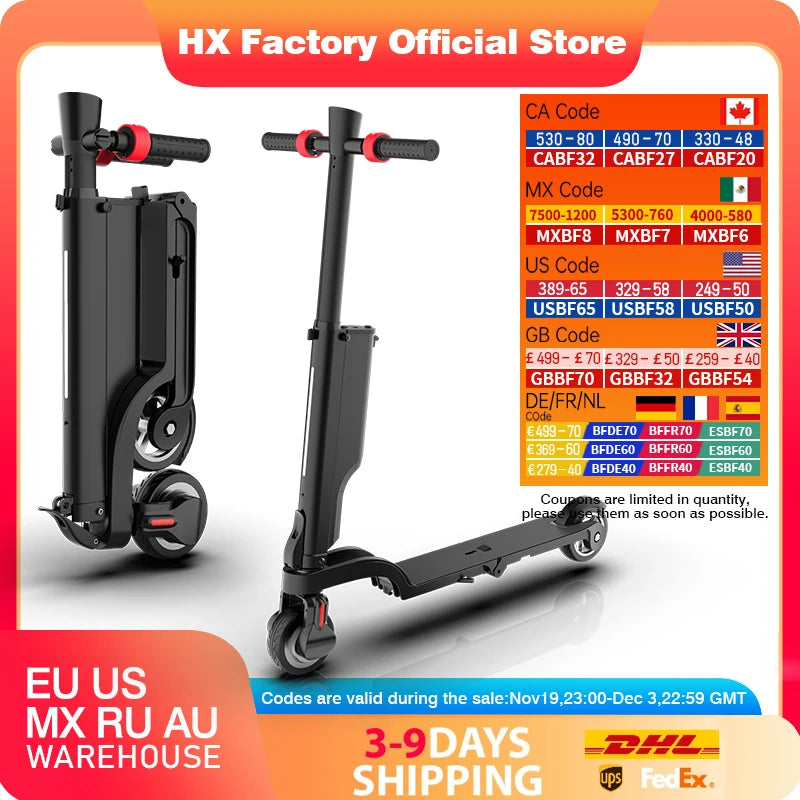 HX X6 Foldable Electric Scooter For Adults With 350W Motor