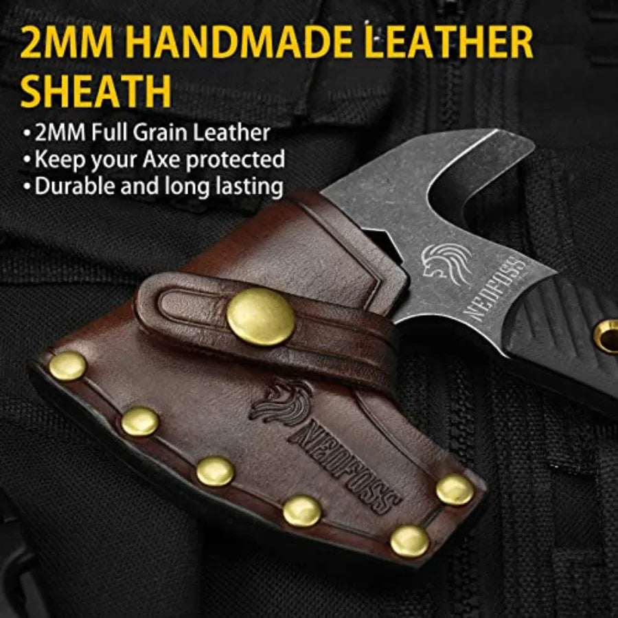 Bison Tactical Hatchet With Leather Sheath And G10 Handle