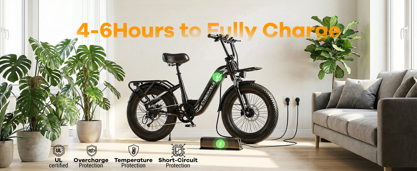 Cybervelo 1000W Step Through Electric Bike With Fat Tires