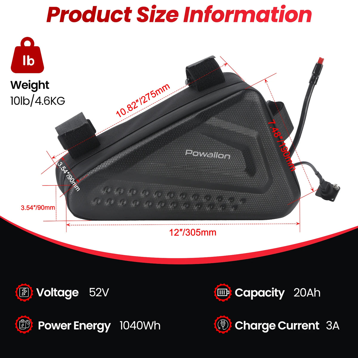 Electric Bike Triangle Battery With Waterproof Hard Case