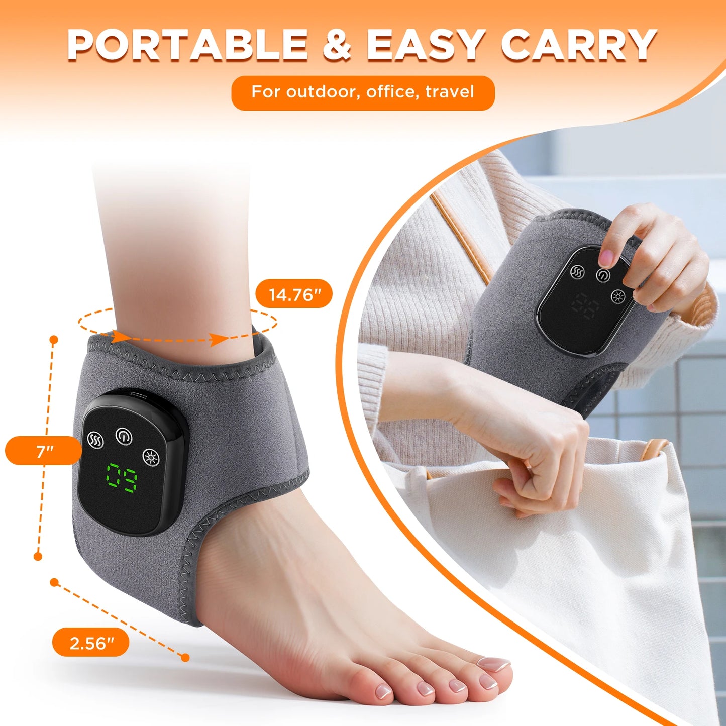 Hailicare Heated Ankle Brace With Five Heat Settings And Vibration