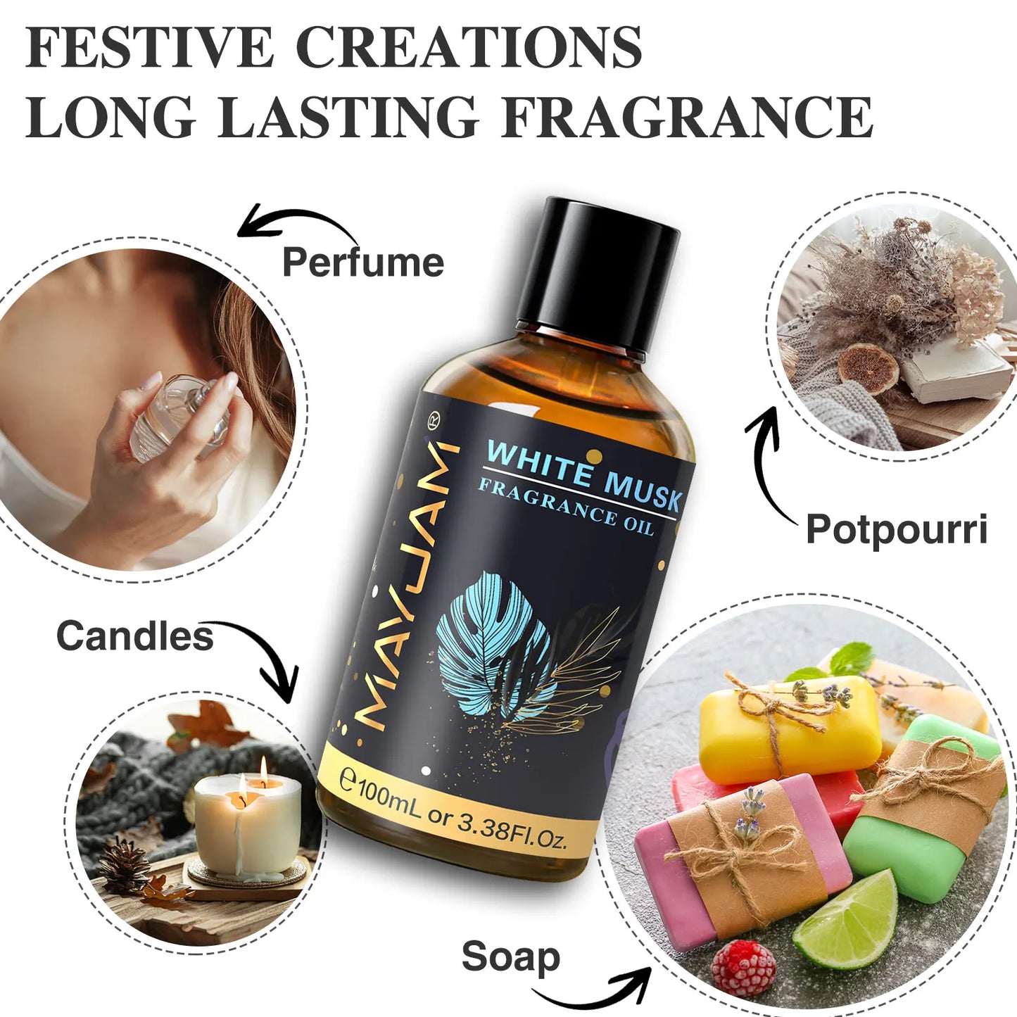 MAYJAM Fragrance Oil Coconut Vanilla White Musk Aromatherapy Diffuser