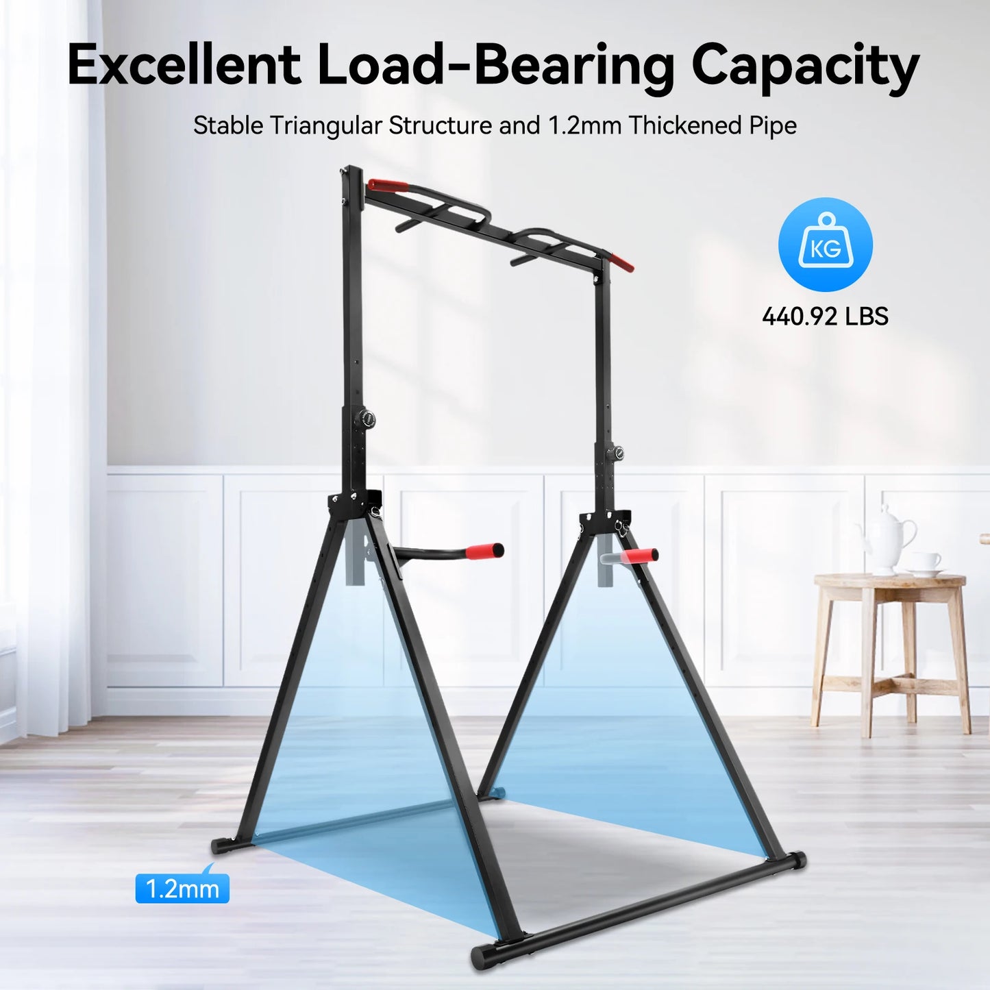 Adjustable Foldable 200kg Pull Up Bar With Parallel Bars