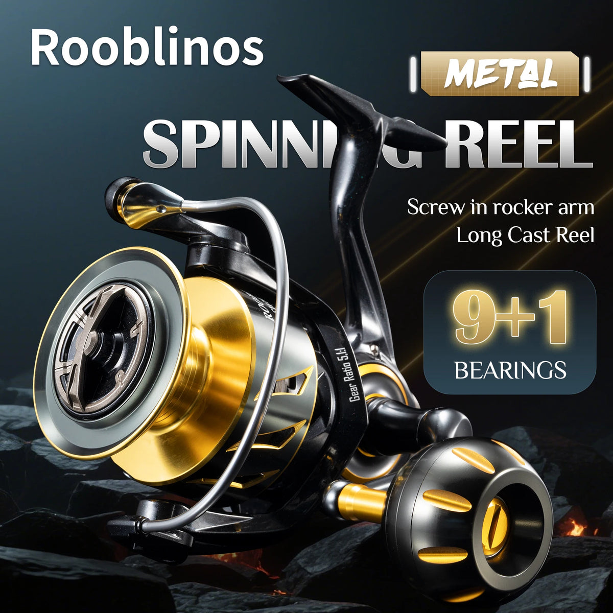ROOBLINOS Saltwater Spinning Reel for Surf Fishing Aluminum Construction