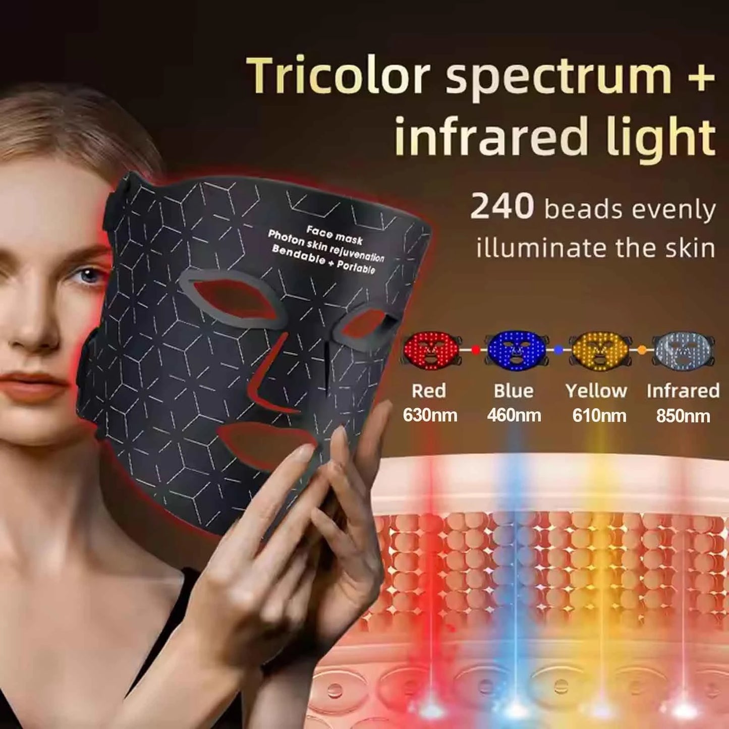 UBilli 4 Modes Portable LED Face Mask For Anti Aging