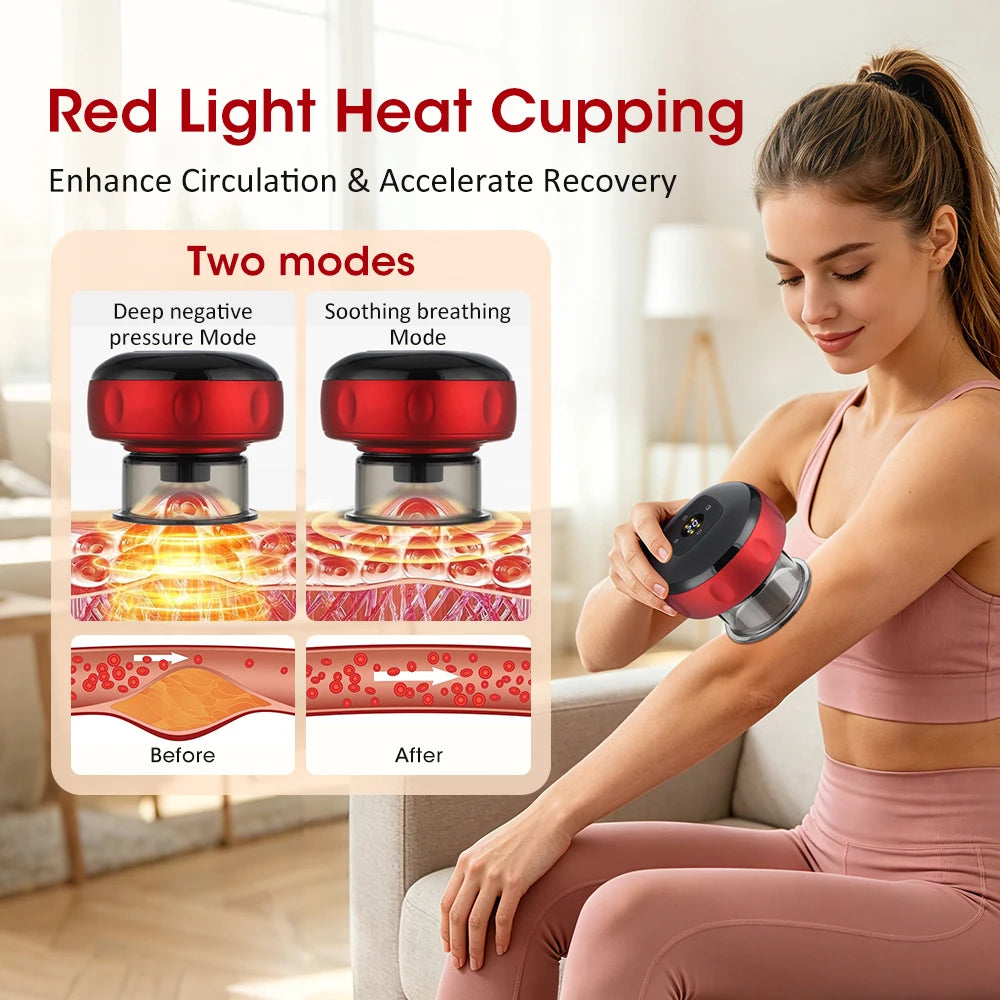 PASTSKY Rechargeable Smart Cupping Massager With Adjustable Suction And Heat