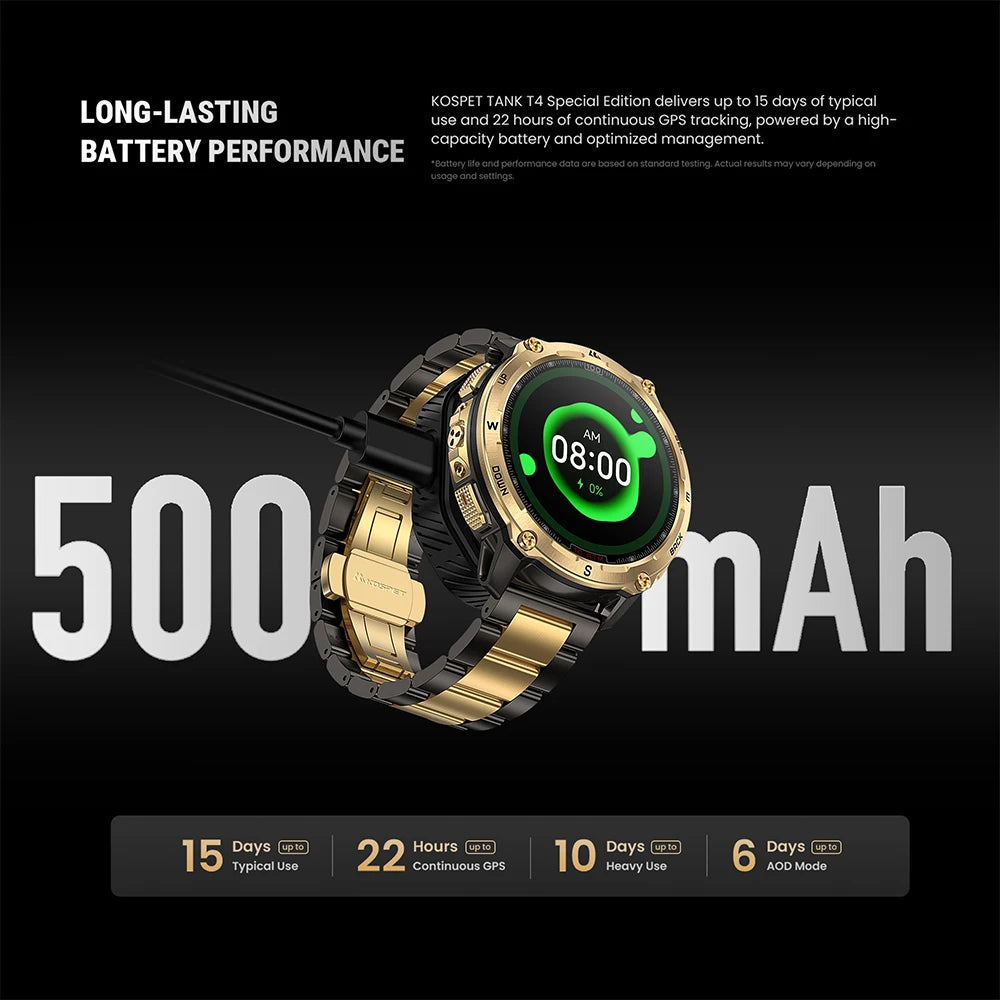 KOSPET Tank T4 GPS Smartwatch Offline Maps And Sports Tracking