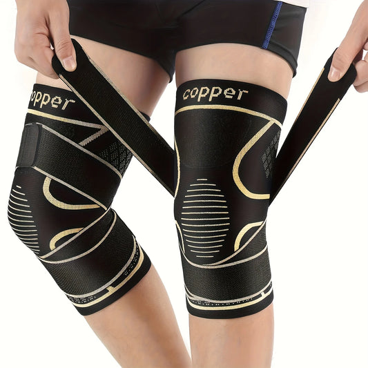 Copper Knee Sleeves With Straps For Sports And Fitness