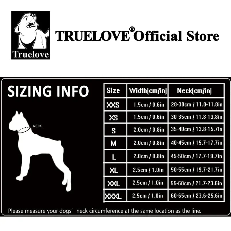 TRUELOVE Adjustable Reflective Padded Nylon Dog Collar