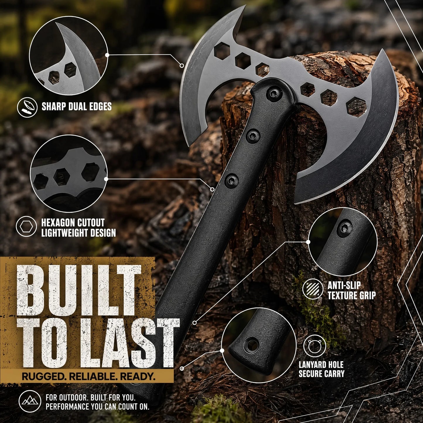Versatile Double Edged Tactical Axes For Camping And Chopping