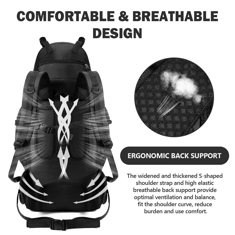 Scione Waterproof Hiking Backpack Large Capacity For Trekking And Camping
