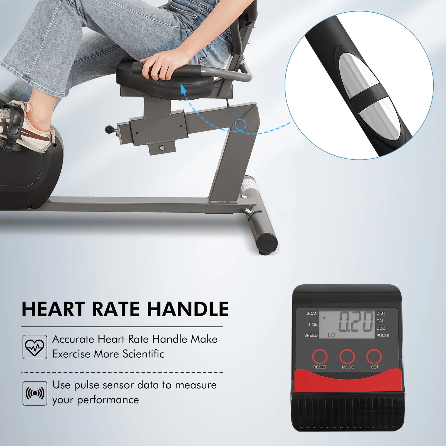 Recumbent Exercise Bike With Ergonomic Seat And Heart Rate Monitor