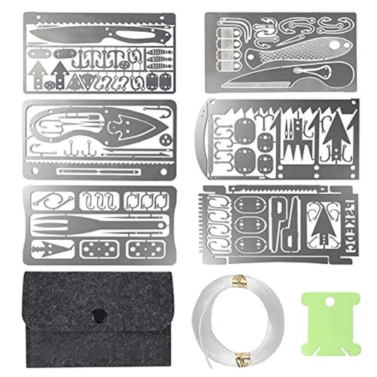 Survival Card Multitool Camping Kit With Fishing Line Gear