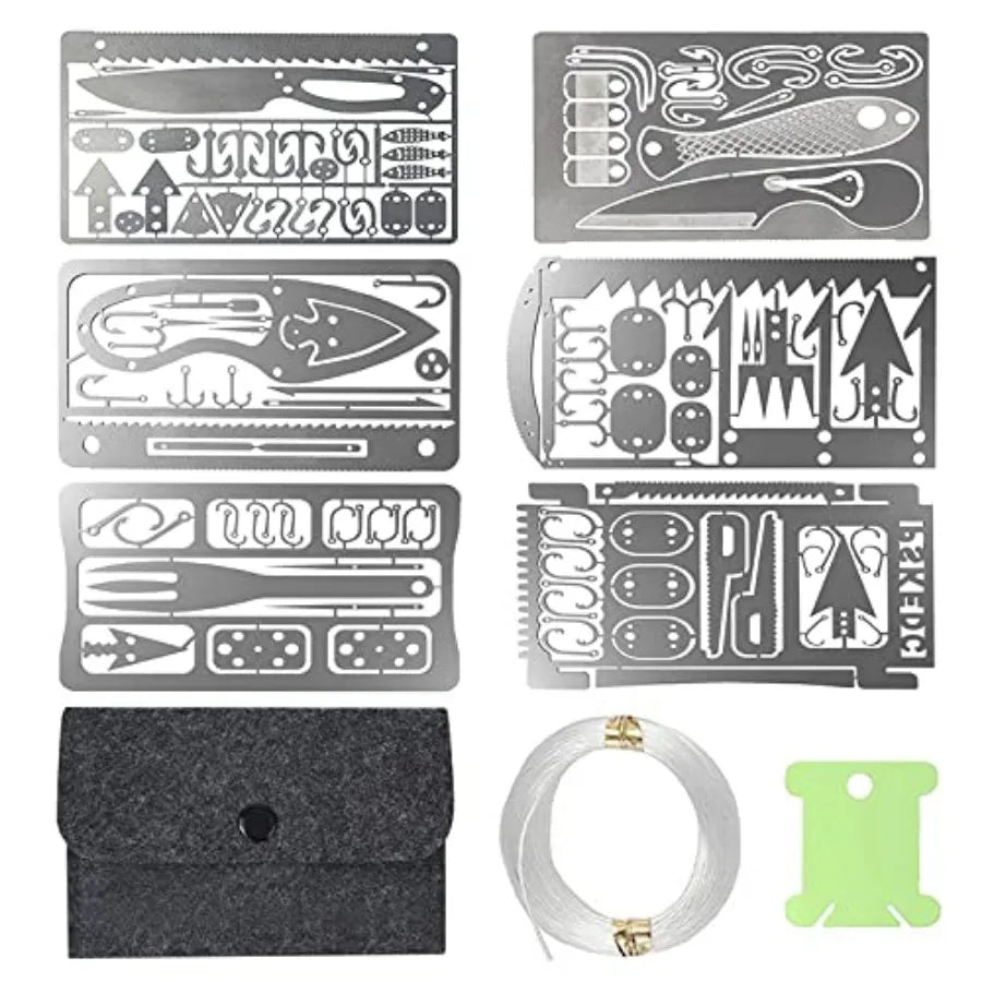 Survival Card Multitool Camping Kit With Fishing Line Gear